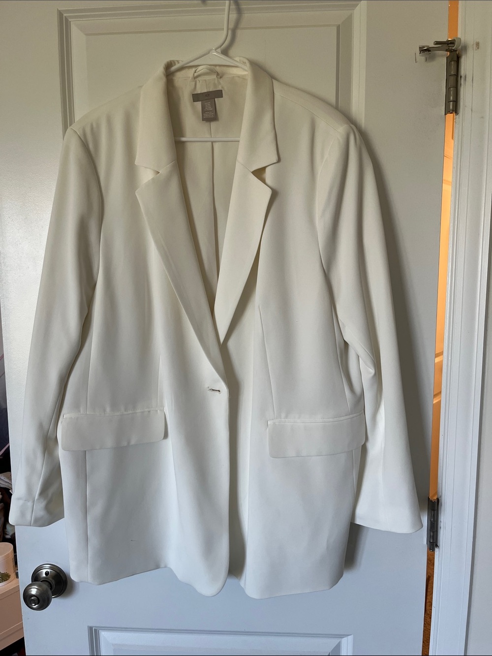 H&M Ivory Single-Button Blazer with Notch Lapel